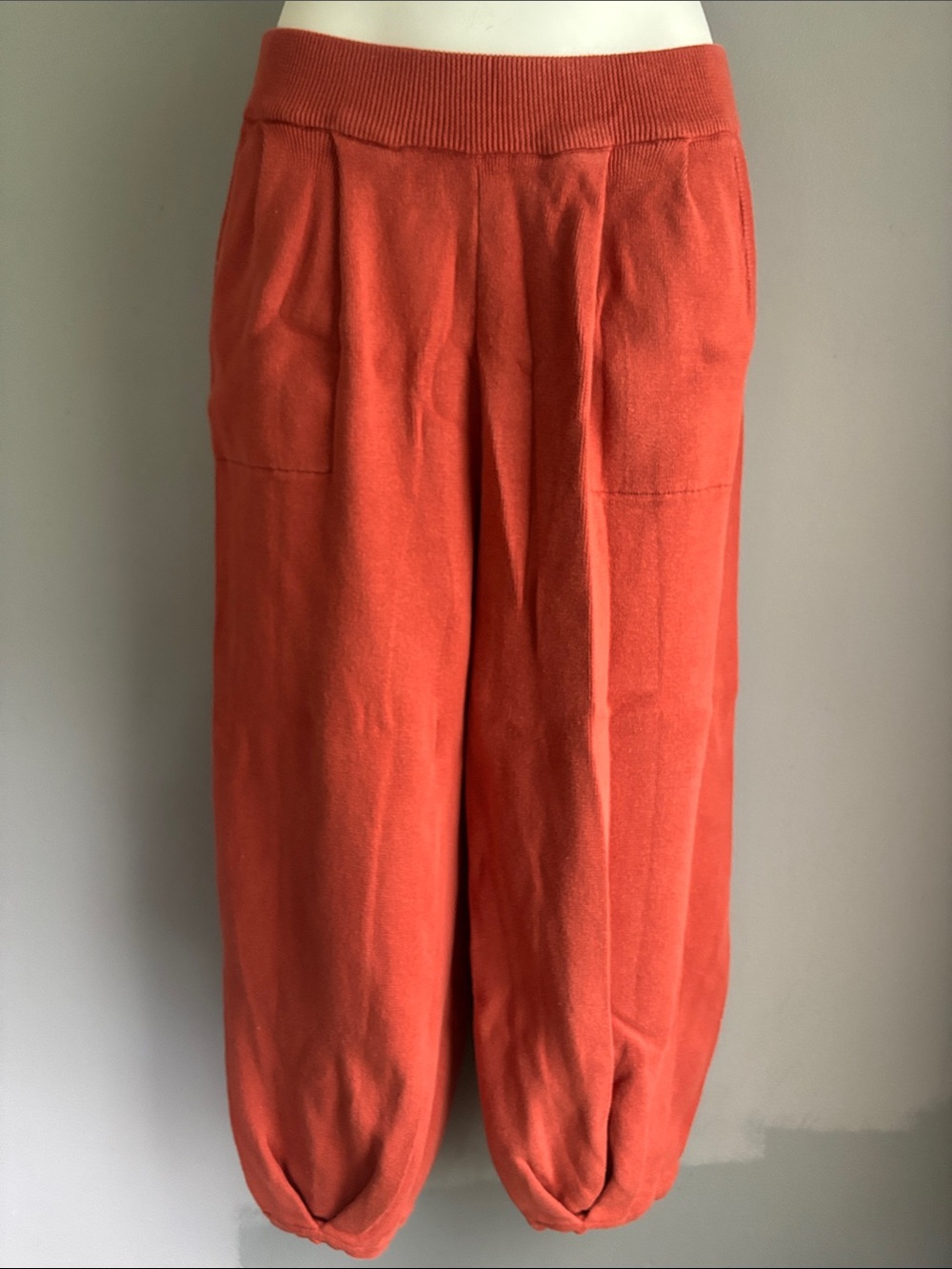 Women's Relaxed Knit Jogger Pants in Rust Orange